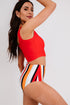 Square Neck Sleeveless Print Tankini Set